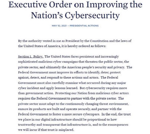 국가 사이버 보안 개선에 관한 행정 명령(출처: 미국 백악관)