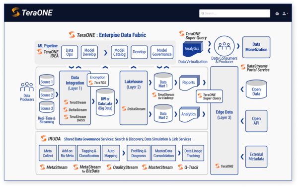  데이터스트림즈 테라원 플랫폼 내 상세 기능 (출처: 데이터스트림즈)