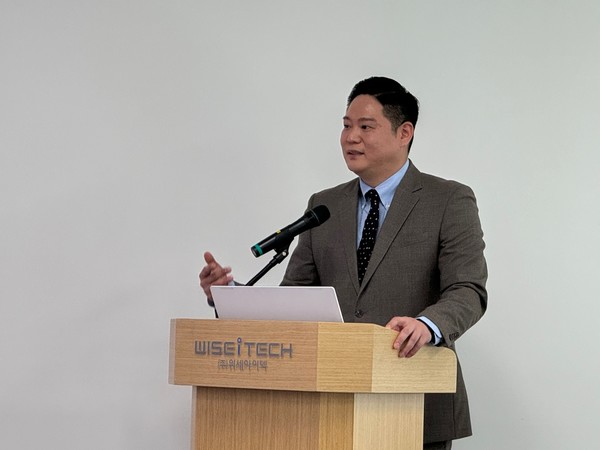 위세아이텍 김다산 대표가 향후 사업 방향에 대해 설명하고 있다. (사진=나호정 기자)