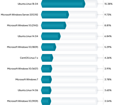 그림 1. 확장 EOL(EEOL)을 넘긴 주요 운영체제
