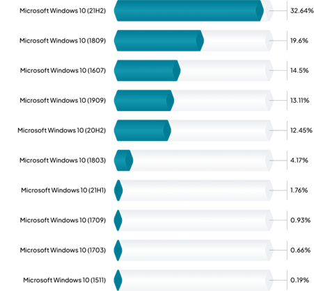 그림 2. 확장 EOL(EEOL)을 넘긴 Windows 10