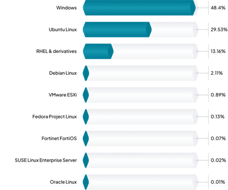 그림 3. 외부 공격 표면에 노출된 확장 EOL(EEOL)이 지난 서버 운영체제