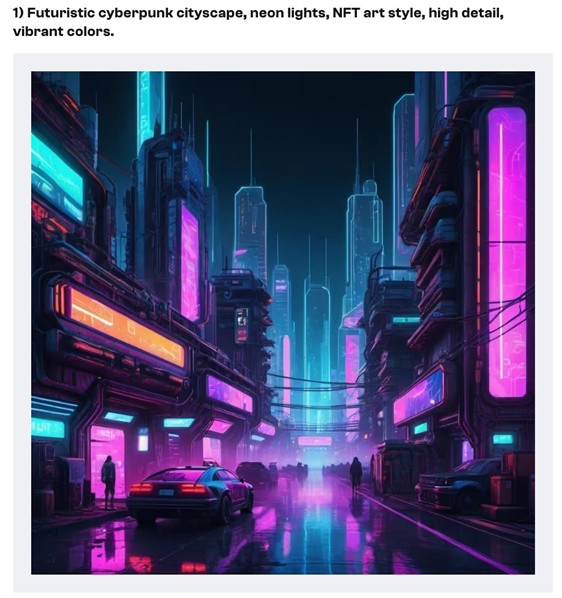 미드저니 NFT 프롬프트 사례 (출처: openart.ai/blog/post/midjourney-prompts-for-nft)