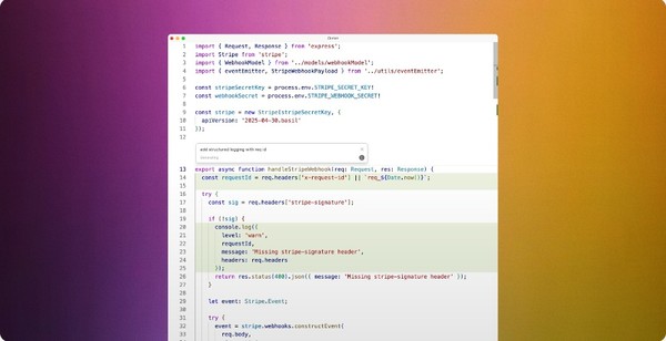  커서 AI가 제공하는 자연어로 코딩하는 기능 (출처: 커서 AI 홈페이지)